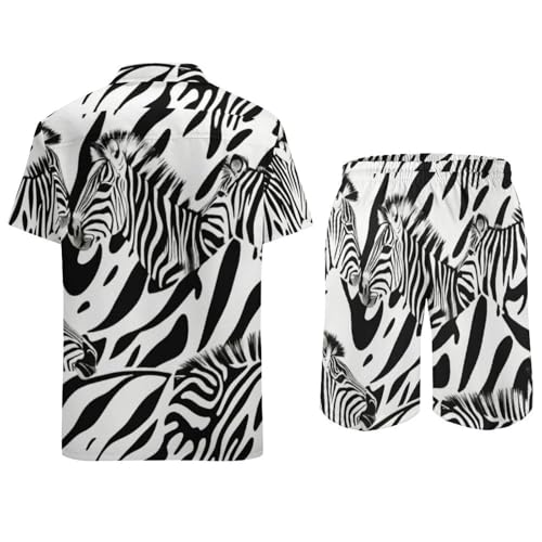 Zakqeik Color-stars Short Sleeve Shirts Shorts Men Loose Beach Suit for Party4