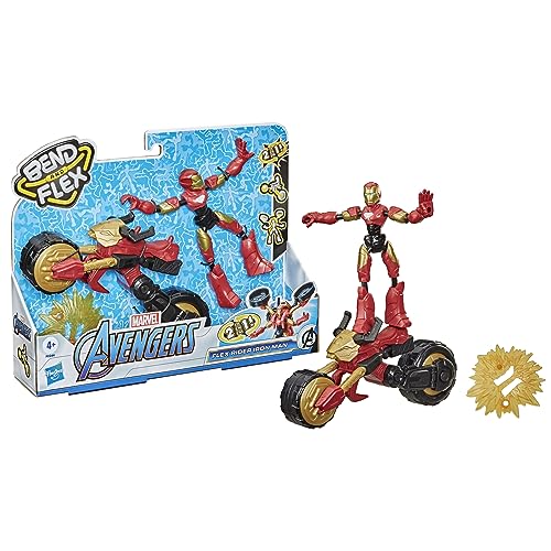 Hasbro Marvel Bend and Flex, Flex Rider Iron Man Action-Figur, 15 cm große...