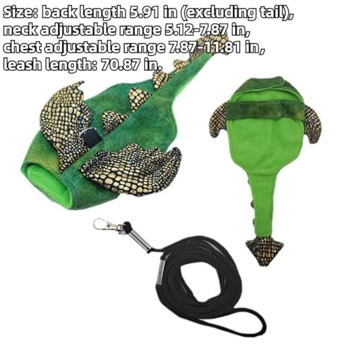Conjunto de coleira de dragão barbudo, fantasia de dragão de lagarto ajustável, coleira de dinossaur