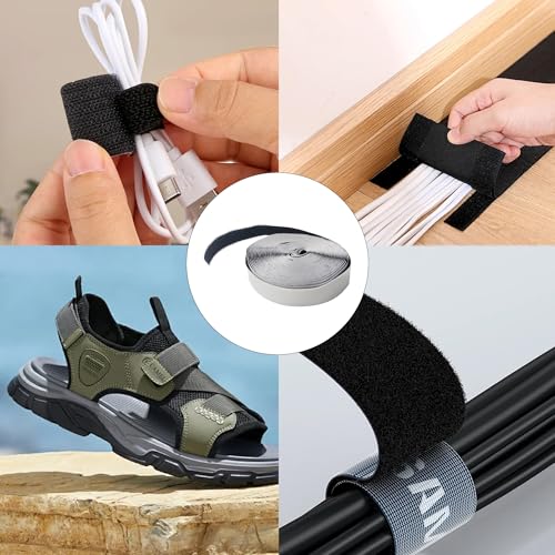 Image of pson 0.78 Inch x 26 Feet Self Adhesive Hook and Loop Tape, Heavy Duty Sticky Back for Home, Office, School, Car, and DIY Projects(Black)