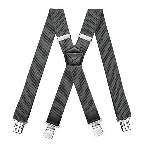 RIONA Herren Hosenträger Breit 4 cm mit Starken 4 Metall Clip Lang Einheitsgröße für Männer und Damen Einstellbar und Elastisch X-Back Heavy Duty Cover