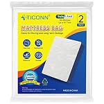 TICONN 2PK Plastic Mattress Bag for Moving Storage, Waterproof Mattress Protector Cover, Heavy-Duty Mattress Moving Supplies (1.5 mil, Twin)