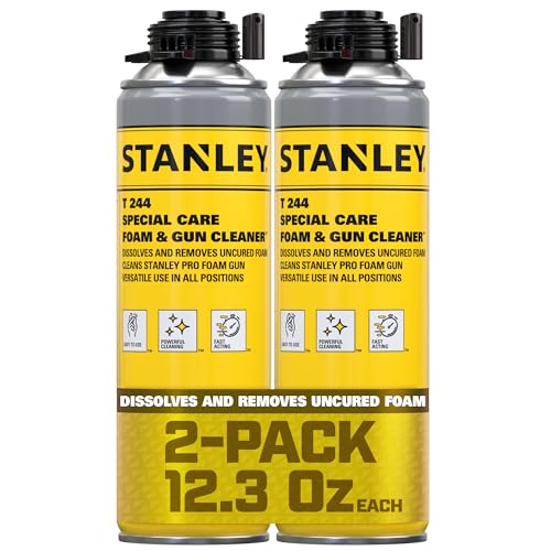 STANLEY Spray Foam Dispensing Gun Cleaner - Uncured Expanding Polyurethane Foam Dissolver - 12.3 oz, 2 Pack
