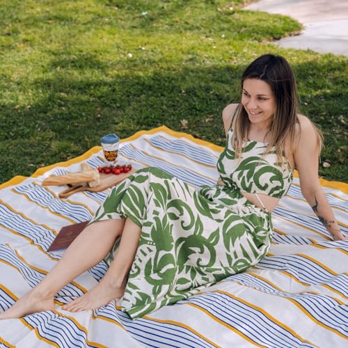 Miniatura 3 de Momomus Toalla De Playa Grande Antiarena Muy Fina, Ligera Y Plegable - Manta De Playa Grande O Toalla Pareo Xxl, Ideal Para Picnic Y Piscina - Rayas, 210 X 230 Cm
