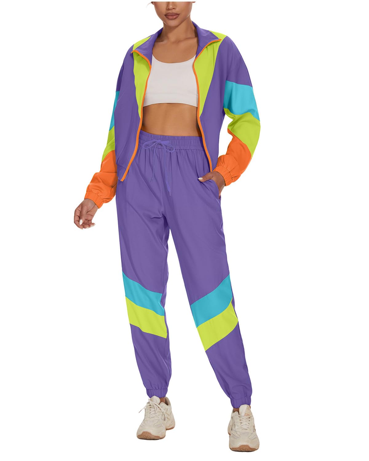 UOUA Women's Color Block Tracksuit Set