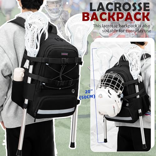 ROYALFAIR Lacrosse Bags - Extra Large Lacrosse Backpack with Two Sticks holder and Separate Cleats Compartment Field Hockey Bag by ROYALFAIR - Image 6