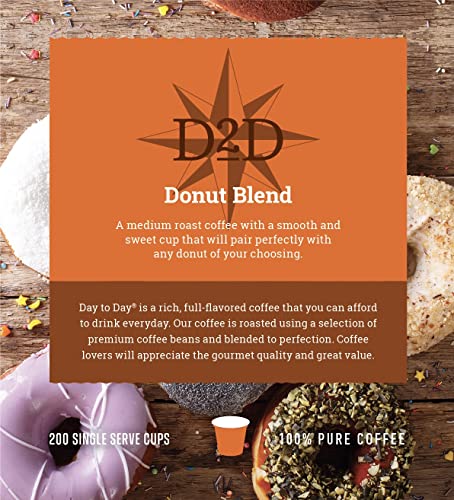 Day To Day 200-Count Donut Blend, Medium Roast Single Serve Coffee Pods For K-Cup Keurig Brewers #TOP2