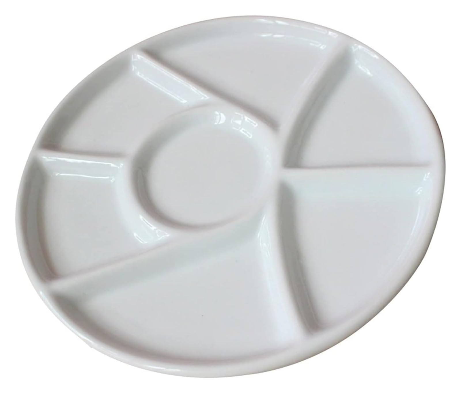 Porcelain Watercolor Paint Palette, 7-Well White Round Ceramic Artist Palette