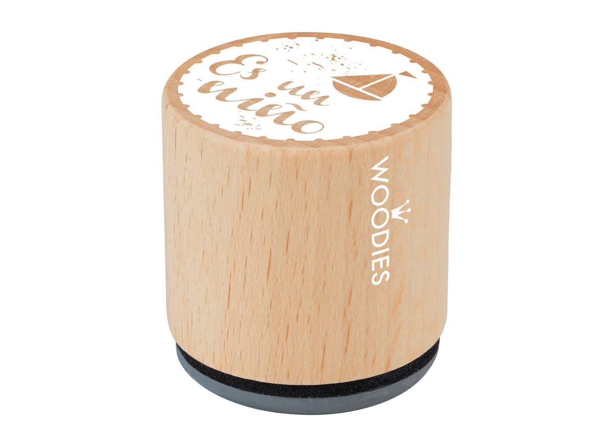 Wood and Rubber Stamp. It is a Child diam. 33 x 30 mm.