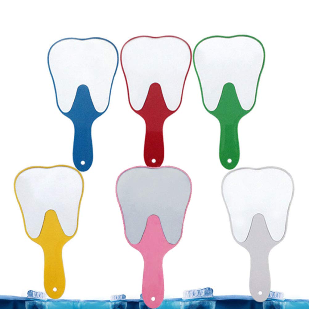 Specchio dentale a forma di molare, portatile, con manico, per saloni, barbieri e trucchi, ideale per toelettatura e rasatura.