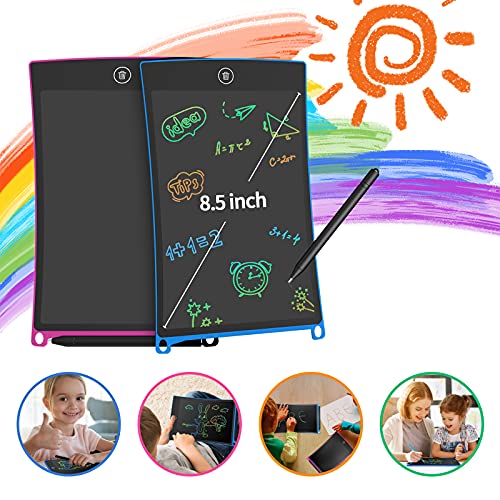 Image of Pack of 2 Magic Board 8.5 Inches, LCD Writing Board Toy from 3 4 5 6 + Years, Colourful Screen Educational Toy for Children Christmas Birthday Gifts (Blue + Pink)