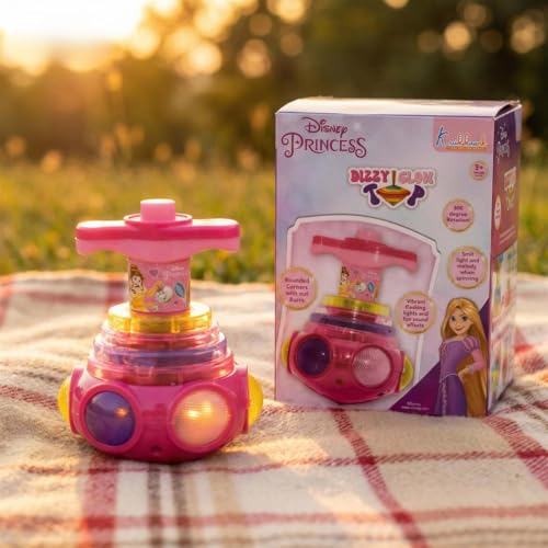 Image of Princess Dizzy Glow Top - LED Light & Music Spinning Top Toy for Girls, Magic Princess Spinner with Musical Sound & 360 Degree Rotation, Musical Lattoo Birthday Gift for Kids 3+ Years