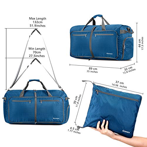 Gonex 150L Travel Duffel Bag Foldable Extra Large Duffle Bag XL Heavy Duty for Men Women for Luggage Shopping Deep Blue