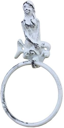 Miniatura 211 de Toallero de hierro fundido de plata antigua de 8.5 pulgadas - Decoración de conchas marinas - Decoración del hogar del mar Plata,Hierro fundido,Azul