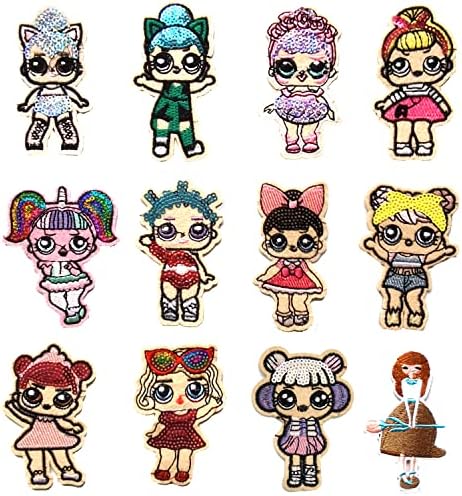 12 Pcs Cute Princess Iron on Applique Color Doll Beautiful Girls Embroidered Patches DIY Clothing and Bags