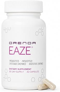 Orenda Eaze - 6-in-1 Gut Health Capsule - Probiotics, Prebiotics & Serrapeptase - Postbiotic Support - Digestive Enzymes - 30 Capsules