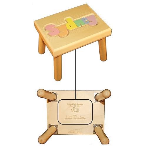 Name Puzzle Stool in Pastel Colors WITH Engraved Message