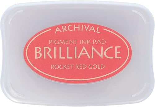 Tsukineko Bloc de tinta de estampado Brilliance, tamaño completo, cohete rojo dorado