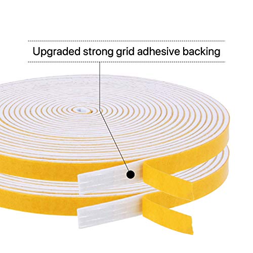 Futuwi Door Weather Stripping-2 Rolls, 1/4 Inch Wide X 1/16 Inch Thick Total 26 Feet Long, Adhesive Foam Seal Tapes For Windows And Doors(13Ft X 2 Rolls) #TOP2