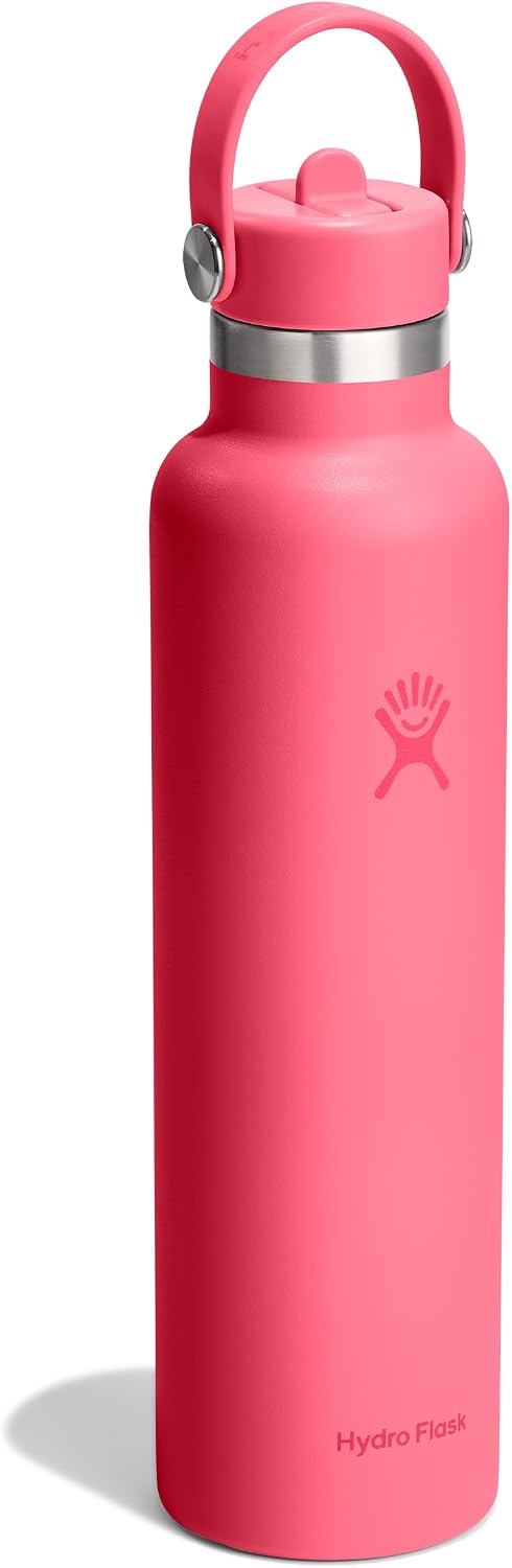 Hydro Flask Water Bottle - Insulated Stainless Steel - Straw Lid, Non Spill, Leakproof in 24 Oz Popstar Pink