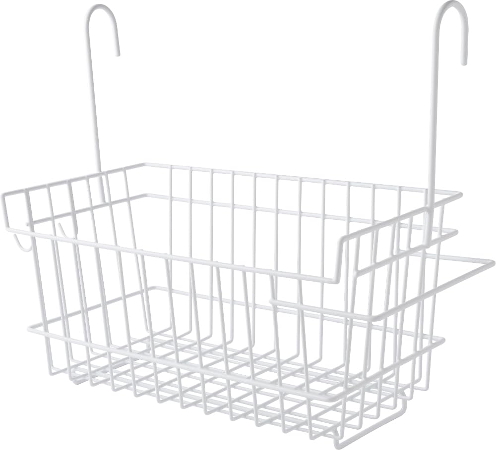 アーネスト 風呂用 吊り下げバスケット レギュラー タオルハンガー 小物フック付き 幅39.5×奥行19×高さ33.5cm ホワイト カゴ お風呂収納 ラック 燕三条 日本製 A-77401