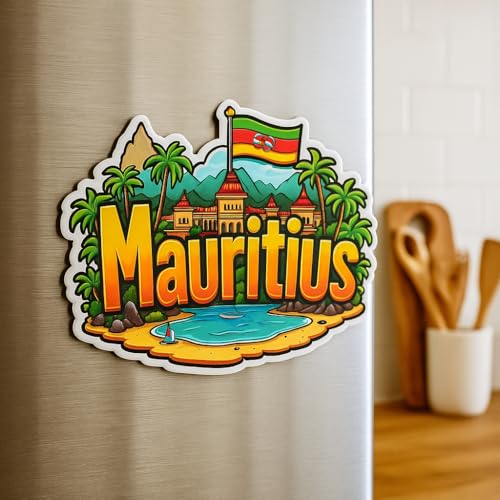 Image of Naxon Mauritius Country Theme Souvenir Wooden Refrigerator Stylish Fridge Magnet - Fridge Decoration Magnet for Kitchen & Home Decor | Perfect Souvenir Gift | Size 3x3 Inches | Pack of 1
