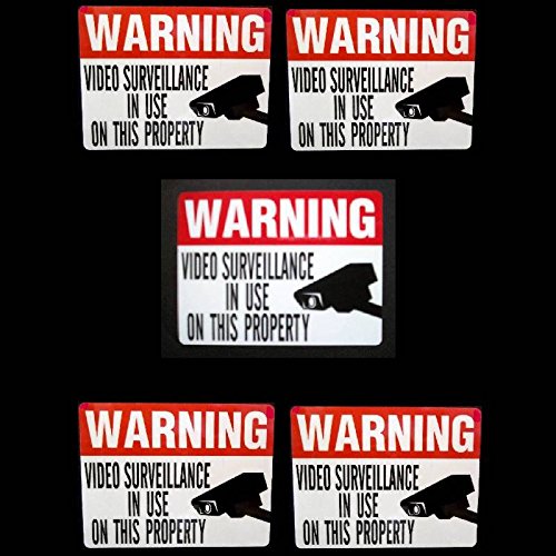 5 Home Security Camera System Window Decals 3x4