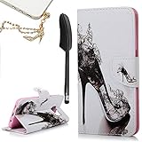 Mavis's Diary S7 Edge Case,Samsung Galaxy S7 Edge Case Fashion Wallet Folio PU Leather Flip Magnetic Cover with Card Pocket Soft TPU Inner Case Cool Black High Heels Pattern with Dust Plug & Stylus