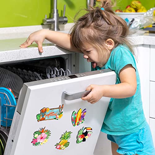 12 Pcs Hawaii Door Magnets Summer Beach Magnets Palm Tree Refrigerator Magnet Door Fridge Decor Coconut Pineapple Flamingo Sticker For Locker Refrigerator Doors #TOP6