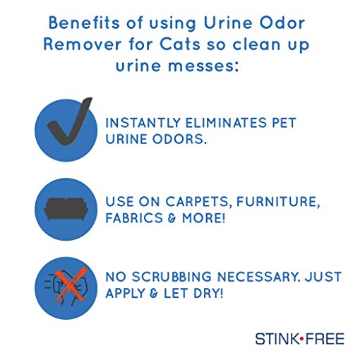 Stink Free Instantly Cat Urine Odor Remover & Eliminator Cleaning Solution, Oxidizer Based Pee Clean