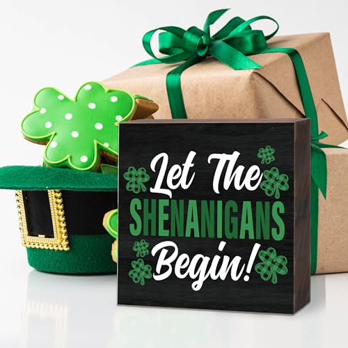 Happy-St-Patricks-Day-Decoration-Let-the-Shenanigans-Begin-Wooden-Sign-Blessing-Decor-Home-Tabletop-Shelf-Desk-Decor-5-x-5-Inches-St-Patricks-Day-Decorations-A09 Happy St Patricks Day Decoration Let the Shenanigans Begin Wooden Sign Blessing Decor Home Tabletop Shelf Desk Decor 5 x 5 Inches St Patricks Day Decorations A09