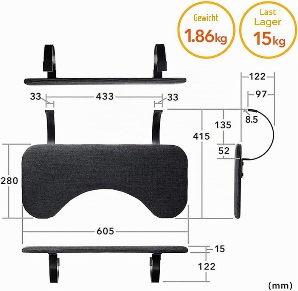 Ergonomische Schreibtischplatte, faltbar – Erweiterung des Schreibtischs, Handgelenkstütze und Ellenbogen, Armstütze und Armlehne