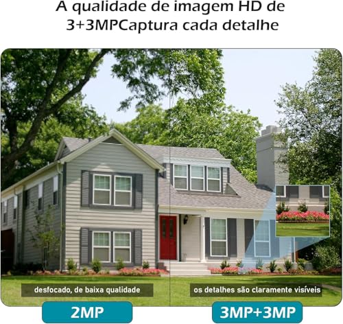 Camera de Segurança Externa IP Sem Fio HD, 3MP, Controle Wi-Fi - Visão Noturna Infravermelha, Armaze
