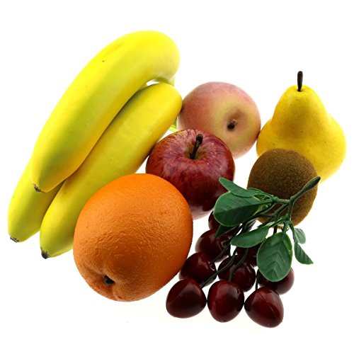 Gresorth Artificiel Poire Pomme Banane pêche Kiwi Orange Cerise Bunche Décoration Faux Fruit Cover