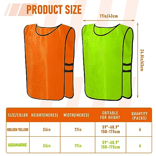 12 Pack Scrimmage Training Vest, Team Practice Vests, Soccer Bibs Practice Jersey Athletic Pinnies for Kids Youth Adult - Image 3