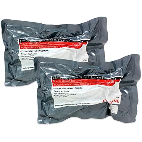 EverOne 6" Israeli Emergency High Strength Compression Bandage, Trauma Wound Dressing, Hemostatic Control Bandage, 2 Pack Cover