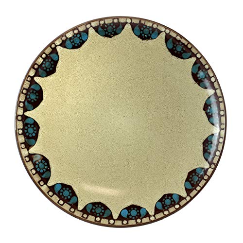 Elama Clayheart16 Clay Heart 16 Piece Luxurious Stoneware Dinnerware With Complete Setting For 4, 16Pc, Pc, Tan, Blue, Brown #TOP5