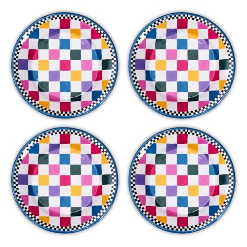MACKENZIE-CHILDS Melamine Dinner Plates, Decorative Dinnerware Plates, 11 Inches, Set of 4, Jamboree