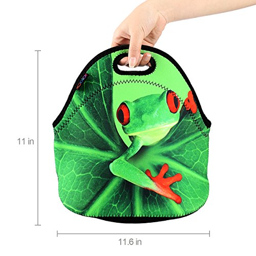 Icolor Cute Frog Neoprene Lunch Bag Insulated Lunchbox Thermal Lunch Tote Bag Water Resistant Lunch Box & Food Container Travel, School, Work Food Storage Cooler Ylb-N32 #TOP1
