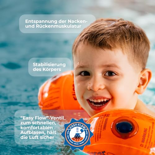 Flipper Swimsafe 1010 - Schwimmflügel für Babys ab 12 Monaten, sichere Schwimmhilfe mit unzerbrechlichem PE-Schaumkern zum Schwimmen lernen, Orange