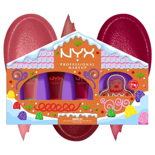 NYX Professional Makeup Lip Balm-Set in festlicher Optik, matte, aufbaubare Farbe, angenehmes Tragegefühl, einzigartiger, süßer Duft, Smushy Matte Lip Balm