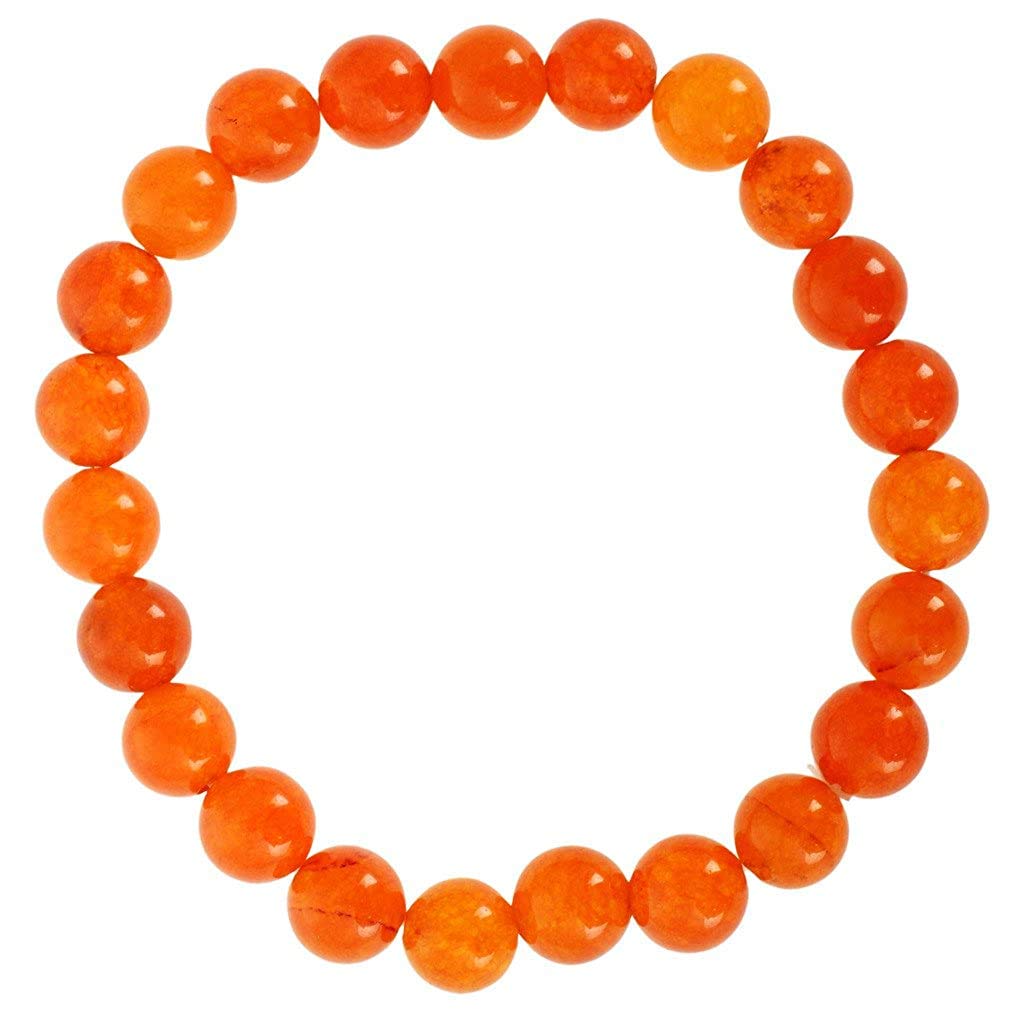 KESAR ZEMS Hakik Agate Orange Colour Stretchable Bracelet For Unisex (10 x 2 x 1 CM)-image-2
