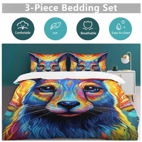 Parure de lit lapin 3 pièces avec housse de couette 220x240 cm en microfibre douce - 6