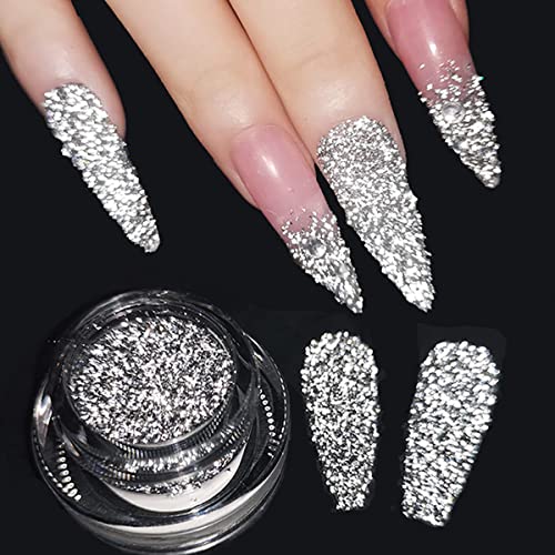 Holographic Reflective Glitter Powder Crystal Rhinestones Nail Art, 3D Diamond Nail Powder Sequins Nail Glitter Metallic Shining Flakes Chrome Pigment Dust Manicures Decoration #TOP10