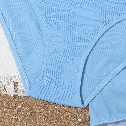 Girl's 3 Piece Bikini Swimwear Cute Swimsuits Bathing Suit Solid High Waisted Tankini with Cover Up Beach Skirt4