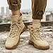 MACEFIL Fashion Leather Hiking Combat Boots for Men Comfortable Industrial Ankle Boots Work Outdoor Shoes (Khaki,5.5)