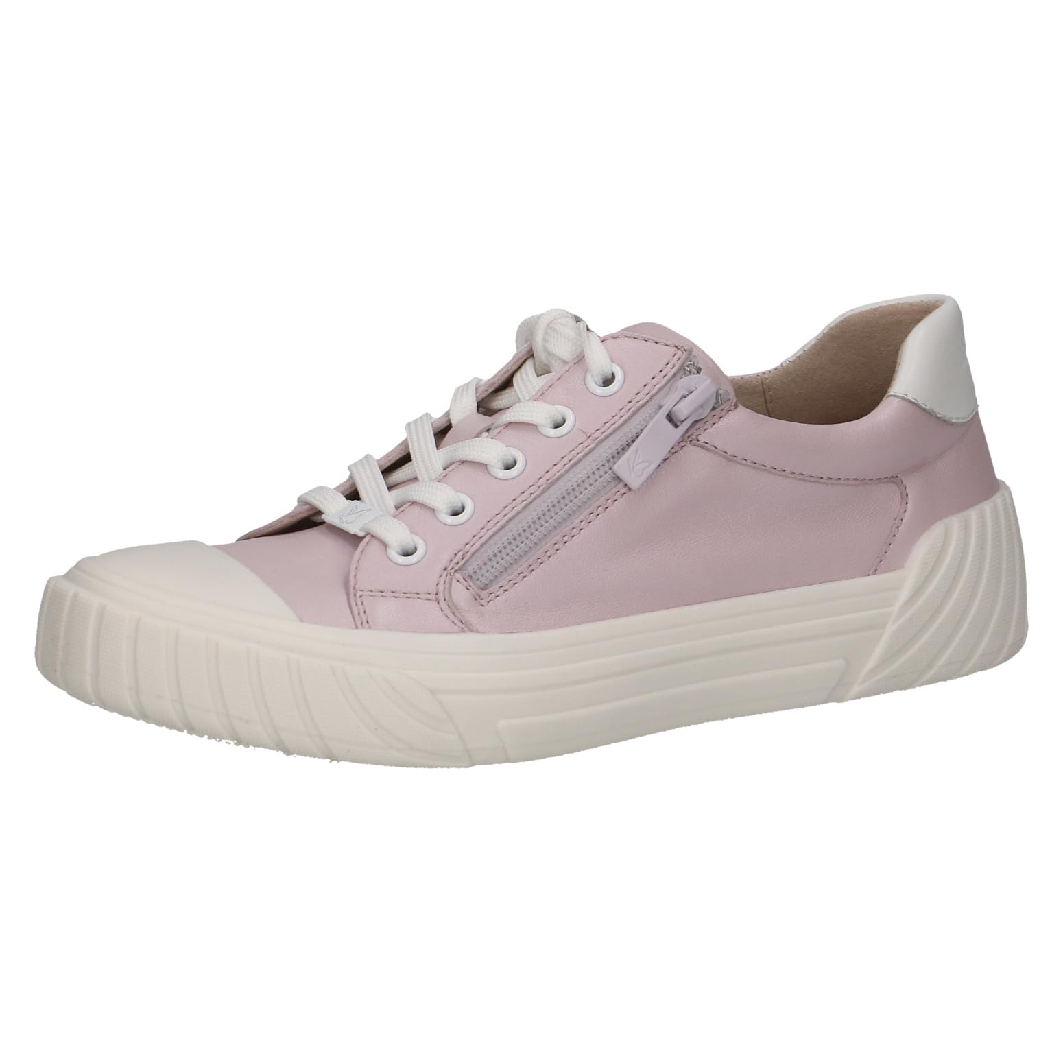 CAPRICE women's low-top leather sneakers with zipper, Pink (Lt.Purple Comb), 6 UK