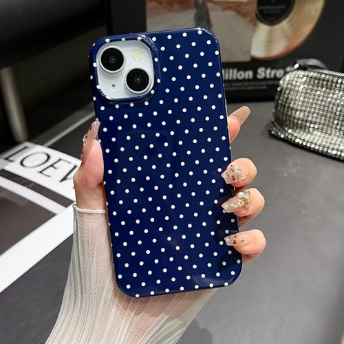 Jmltech for iPhone 14 Case Polka Dot Phone Cases Aesthetic Design Trendy Simple Case Slim Shockproof Protective Cover Navy Blue - Image 4