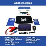 HALO Bolt Portable Car Jump Starter 57720 MWH Car Battery Jump Starter with 2 USB Ports To Charge Devices, Portable Car Charger - Matte Black, HALO BOLT 57720 - 7