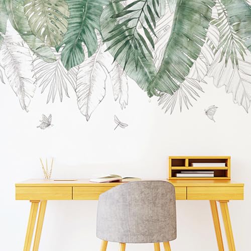 Adhesivos Decorativos Para La Pared   Adhesivos Decorativos Para La Pared Con Hojas De Palmera   Hojas Tropicales Verdes Colgantes   Decoración Para El Salón, El Dormitorio Y El Sofá